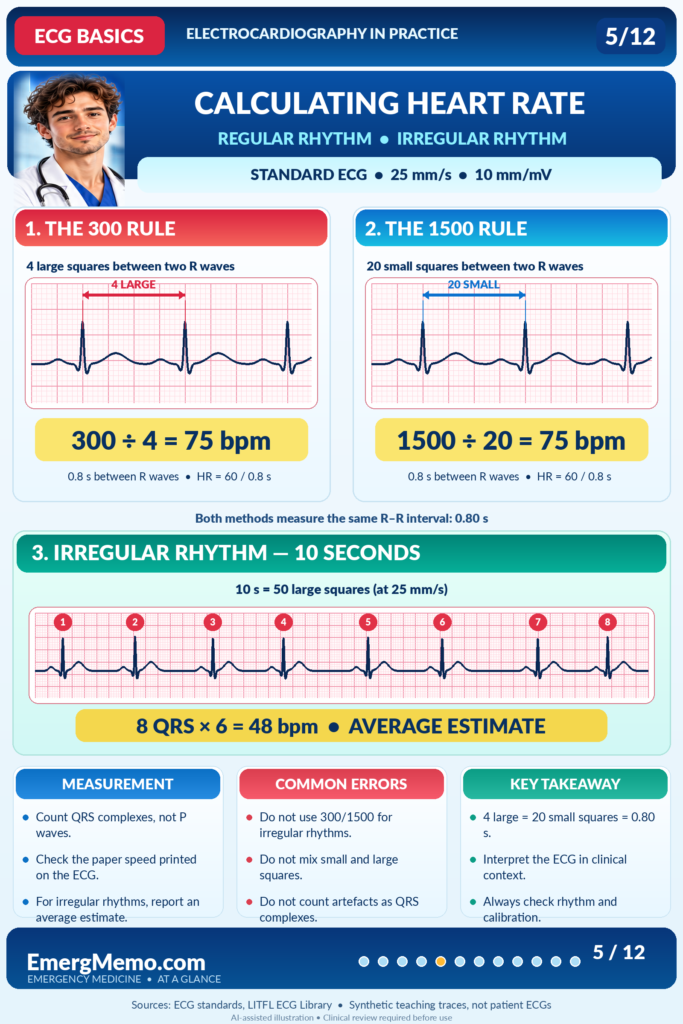 ECG BASICS – Illustrated ECG Carousel (12 Slides) ECG Basics 5/12 — Calculate heart rate
