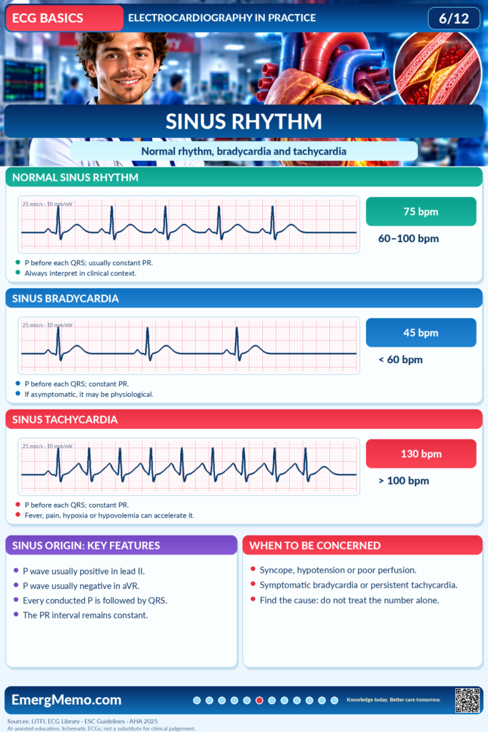 ECG BASICS – Illustrated ECG Carousel (12 Slides) ECG Basics 6/12 — Sinus rhythm