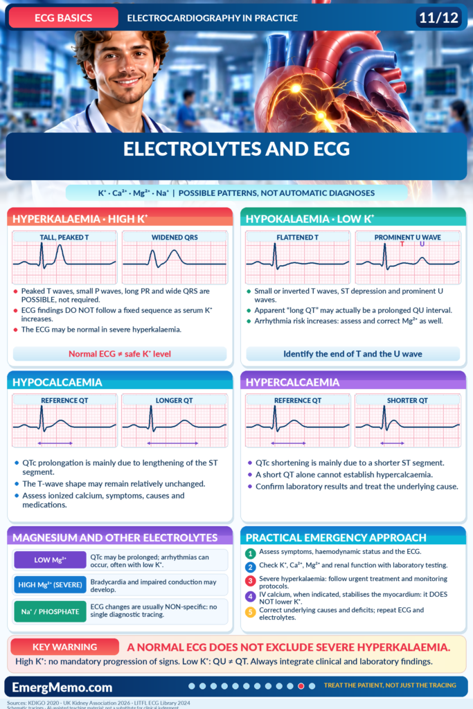 ECG BASICS – Illustrated ECG Carousel (12 Slides) ECG Basics 11/12 — Electrolyte changes