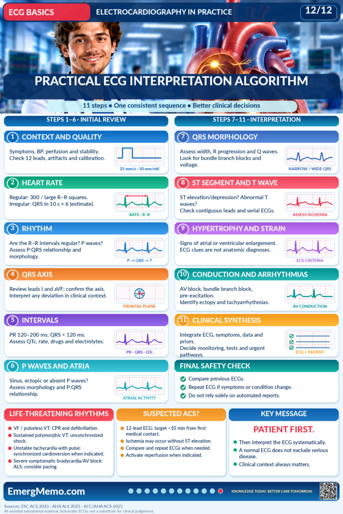 ECG BASICS – Illustrated ECG Carousel (12 Slides) ECG Basics 12/12 — A systematic ECG approach