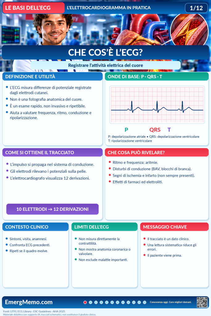 Infografica ECG 1/12 in lingua it, impaginazione identica nella coppia bilingue