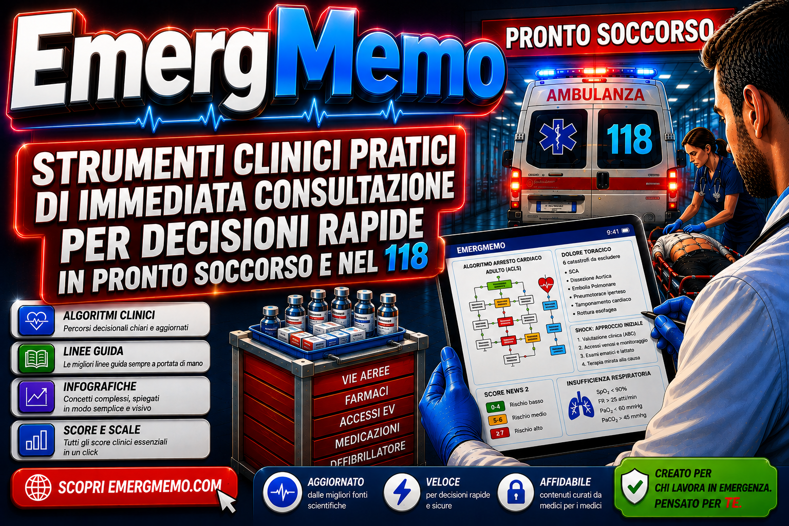 EmergMemo: strumenti clinici pratici di immediata consultazione per decisioni rapide in Pronto Soccorso e nel 118.