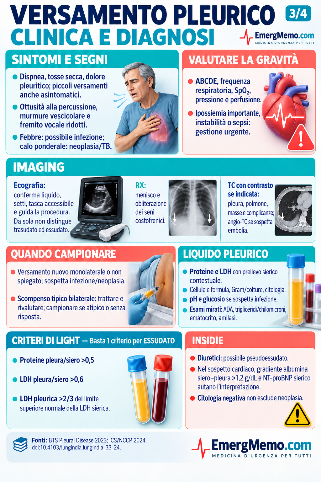 Versamento pleurico — Clinica e diagnosi